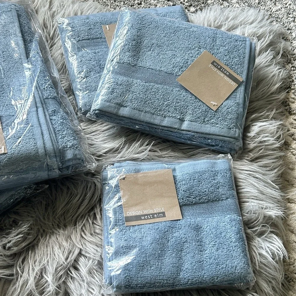 Design With Style West Elm 100% Cotton Blue Towel Bundle Of 5